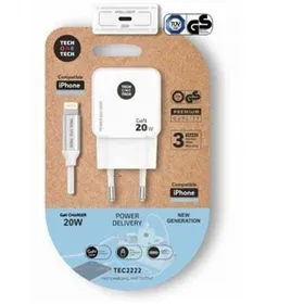 Wall Charger + MFI Certified Lightning Cable Tech One Tech White 20 W