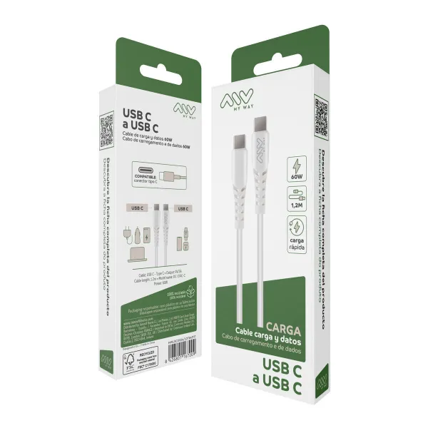 USB-C - USB-C kabelis Myway MWUSC0024 Balta