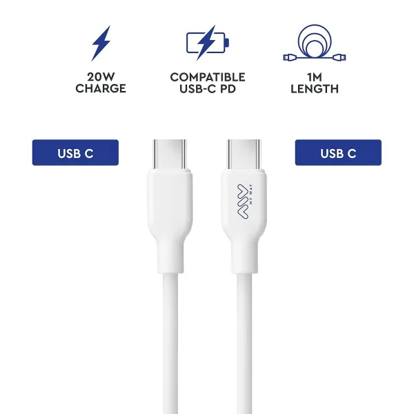 USB-C - USB-C kaapeli Myway MWUSC0024 Balts