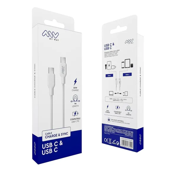 USB-C to USB-C Cable Myway MWUSC0024 White