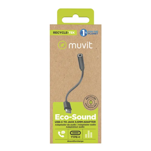 USB-C – Jack 3.5 mm adapteris Muvit for Change JDS-C35 Juoda