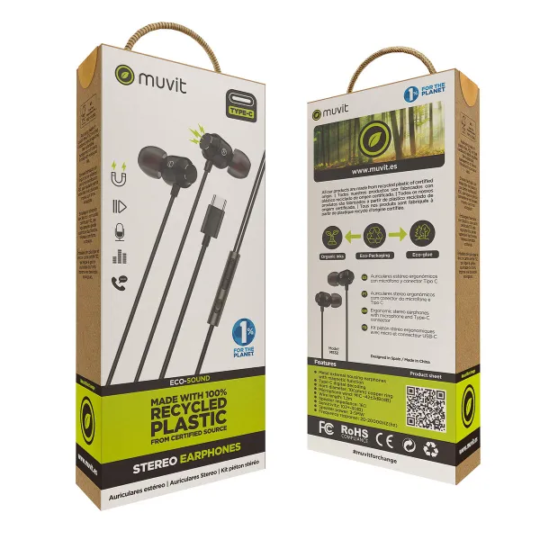 Headphones with Microphone Muvit M32 Black