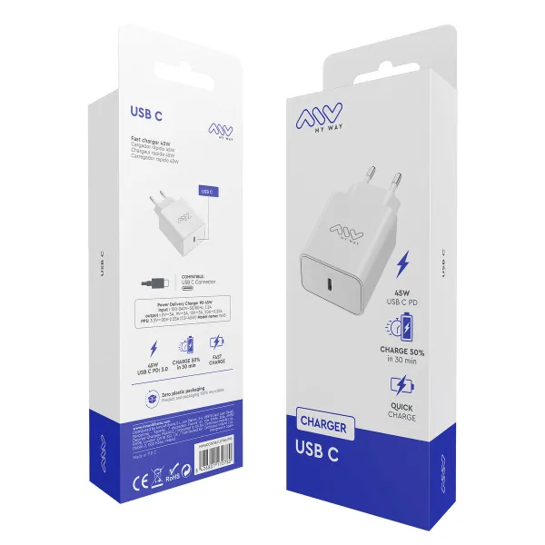 Wall Charger Myway MWACC0018 White 45 W
