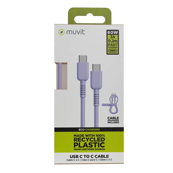 USB-C - USB-C Kaabel Muvit for Change Lavendel 0,2 m