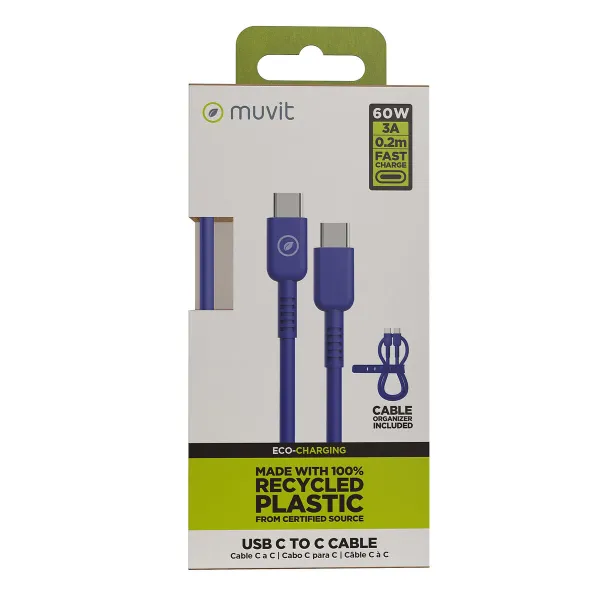 USB-C - USB-C Kaabel Muvit for Change Sinine 0,2 m