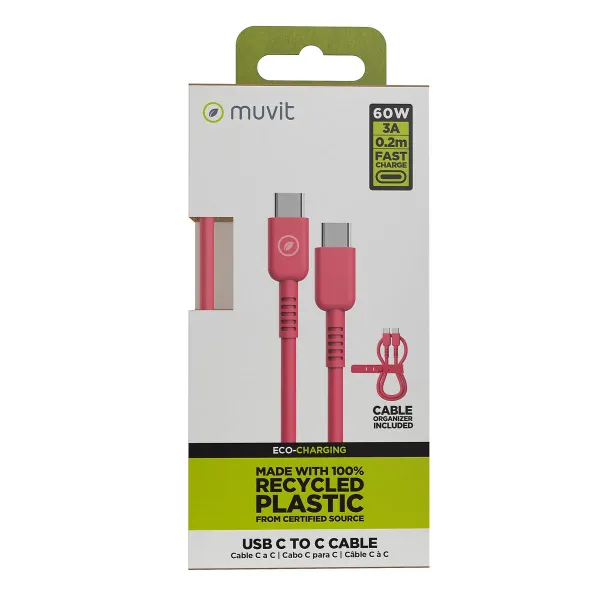 USB-C - USB-C kaapeli Muvit for Change Magenta 0,2 m