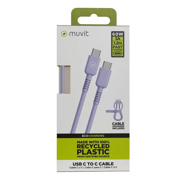 USB-C - USB-C Kaabel Muvit for Change Lavendel 1,2 m