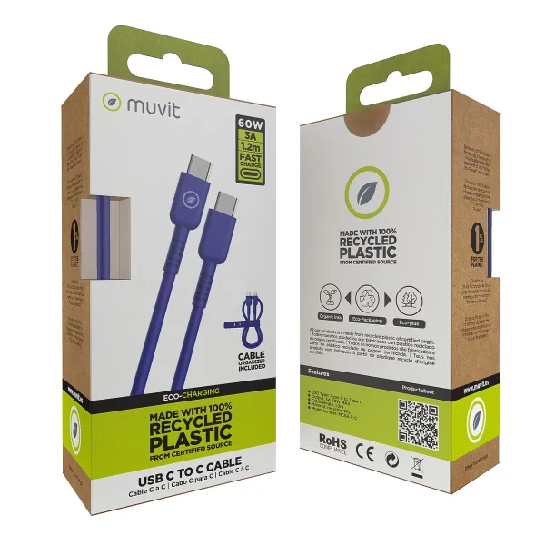 USB-C - USB-C Kaabel Muvit for Change Sinine 1,2 m