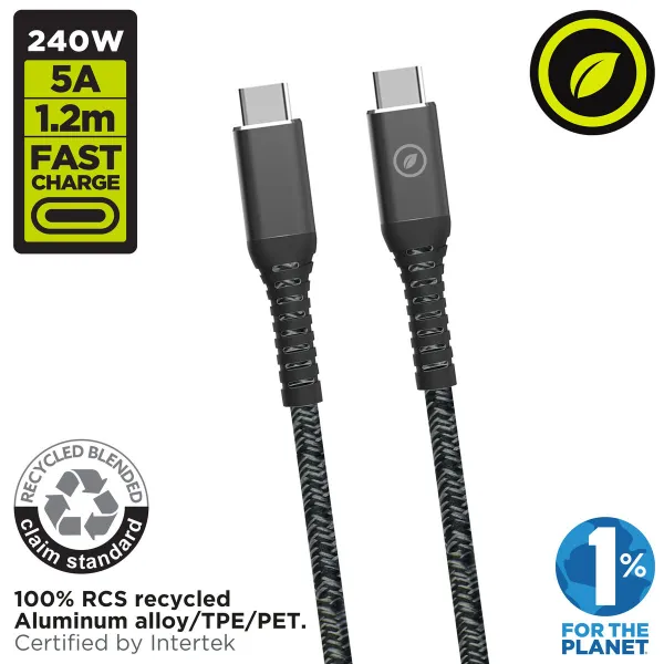 USB-C - USB-C kaapeli Muvit for Change Musta 1,2 m