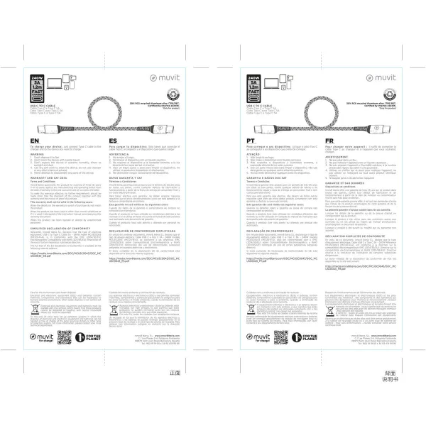Кабель USB-C — USB-C Muvit for Change Чёрный 1,2 m