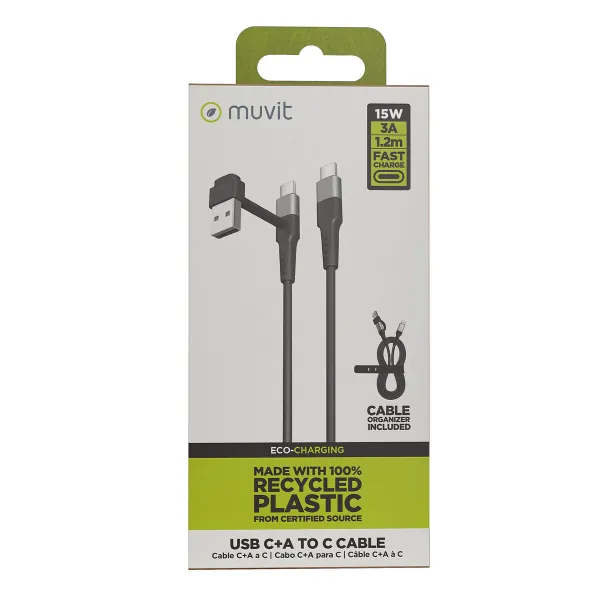 USB A - USB-C Kaabel Muvit for Change Must