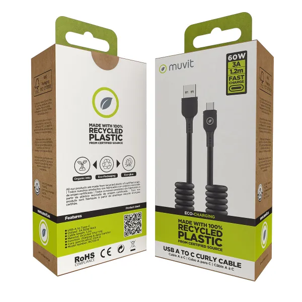 USB A - USB-C Kaabel Muvit for Change Must