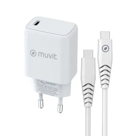 Seinalaadija + USB-C kaabel Muvit for Change Valge