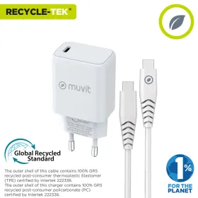 Seinalaadija + USB-C kaabel Muvit for Change Valge