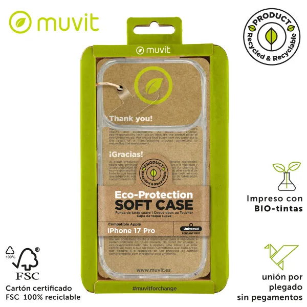 Pārvietojams Pārsegs Muvit for Change iPhone 17 Pro Caurspīdīgs