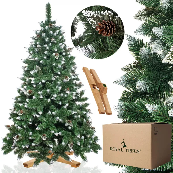 einotekoinen joulukuusi 180 cm premium Royal Trees Springos CT0190, luminen timanttimänty käpyillä