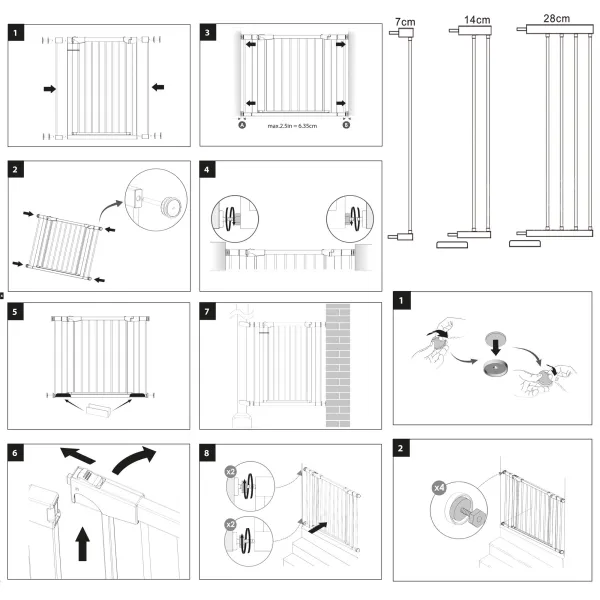 Laiptų apsauginiai vartai Springos SG0012C 75-110 cm