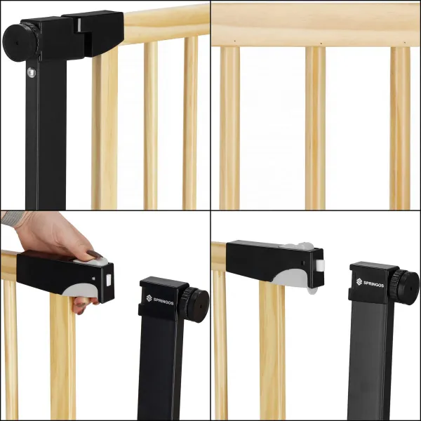 Drošības vārti kāpnēm Springos SG0012BC 75-124 cm brūns-melns