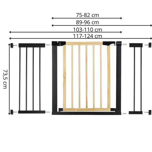 Turvaportti portaisiin Springos SG0012BC, painekiinnitys, 75-124 cm, ruskea-musta
