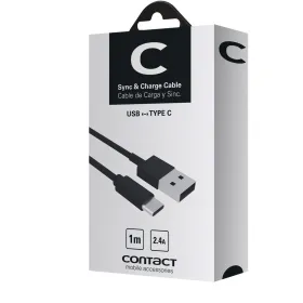 USB A - USB C kaapeli Contact (1 m) Musta