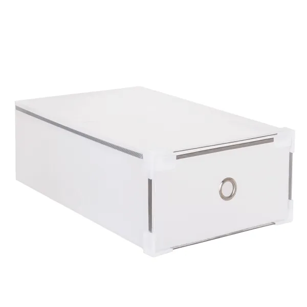 Kenkälaatikko laatikolla Springos HA3001, 34x22,5x13 cm, valkoinen järjestelijä