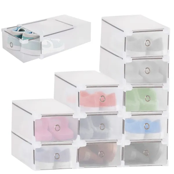 Kurpju kaste ar atvilktni Springos HA3001, 34x22,5x13 cm, balts organizators