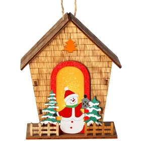 Christmas Ornament Springos CA1286, Wooden Illuminated House, Battery-Powered