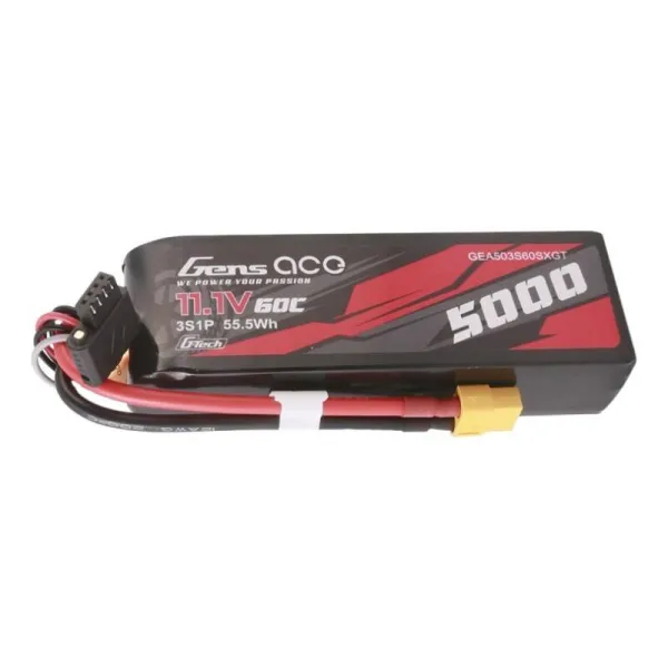 Gens ace G-Tech 5000mAh 11.1V 60C 3S1P Short-Size Lipo With XT60 Plug