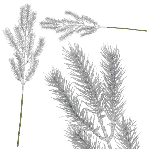 Christmas Branch Leaf Artificial Decoration for Wreath Silver 47 cm