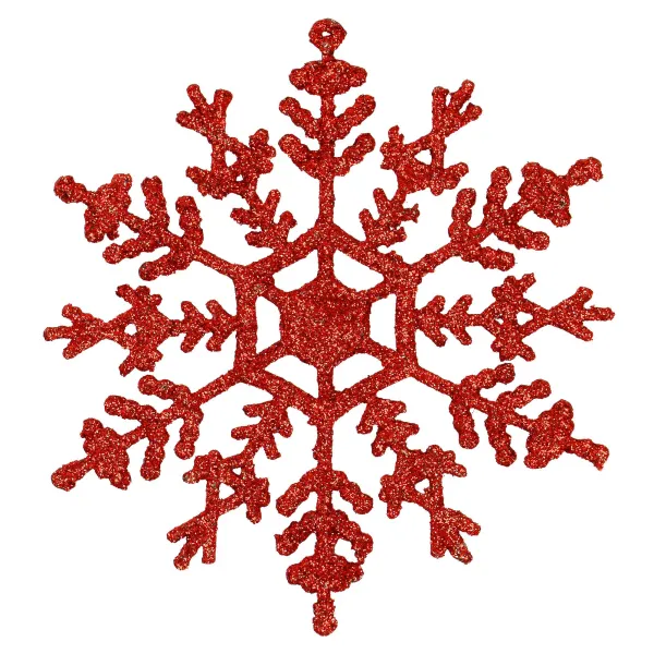 Ёлочные украшения снежинки Springos CA1200 красные, блестящие, 3 шт., 12 см