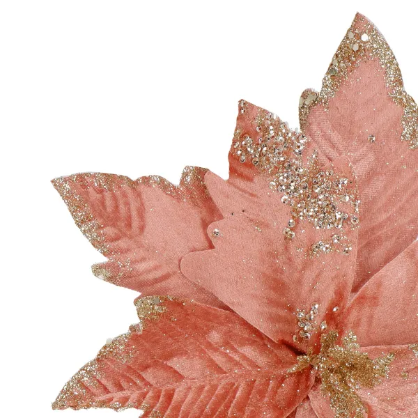 Betlehemin tähti, tekokukka joulutähti Springos CA1259 29 cm vaaleanpunainen, glitteriä ja paljetteja