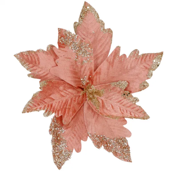 Petlemma täht, kunstlill poinsettia Springos CA1259 29 cm roosa, brokaadi ja litritega