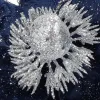 Petlemma täht klambriga, kunstlill poinsettia Springos CA1228, tumesinine hõbedase säraga