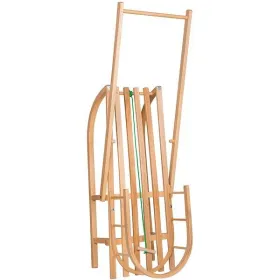 Wooden sled with backrest and handle pusher Springos SAN003 90 x 32 cm