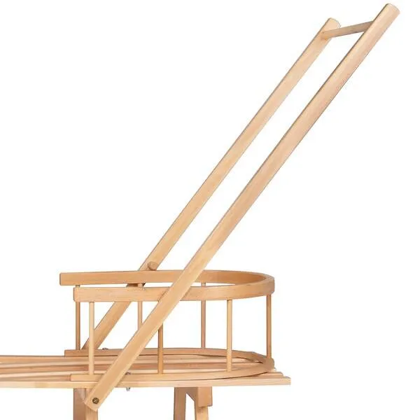 Wooden sled with backrest and handle pusher Springos SAN003 90 x 32 cm