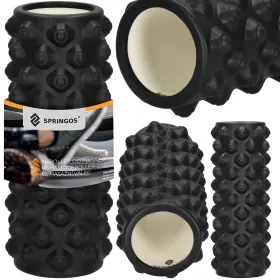 Валик для массажа с выступами Springos FR0023 33x10,5 см ролик, черный