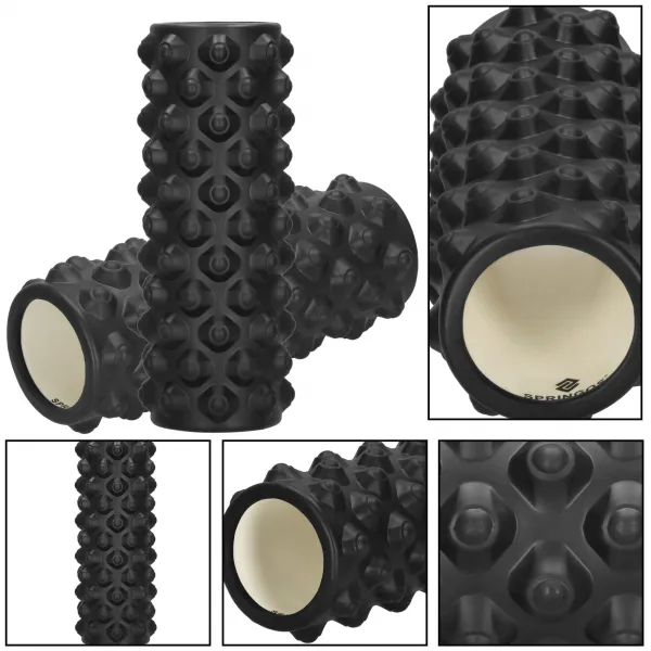 Валик для массажа с выступами Springos FR0023 33x10,5 см ролик, черный