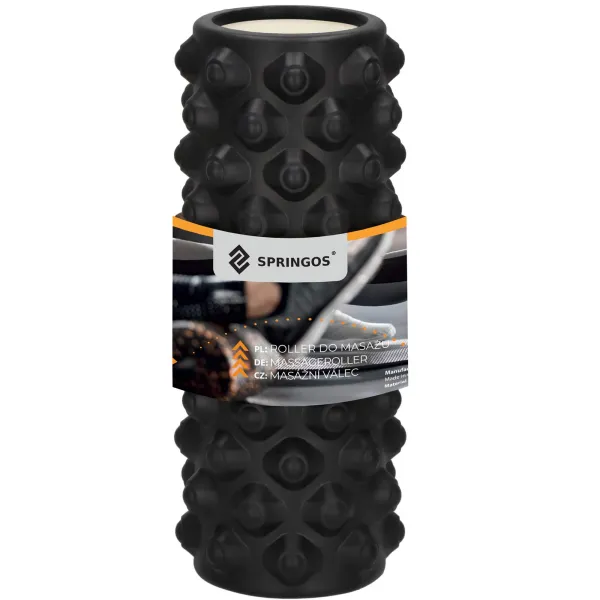 Валик для массажа с выступами Springos FR0023 33x10,5 см ролик, черный