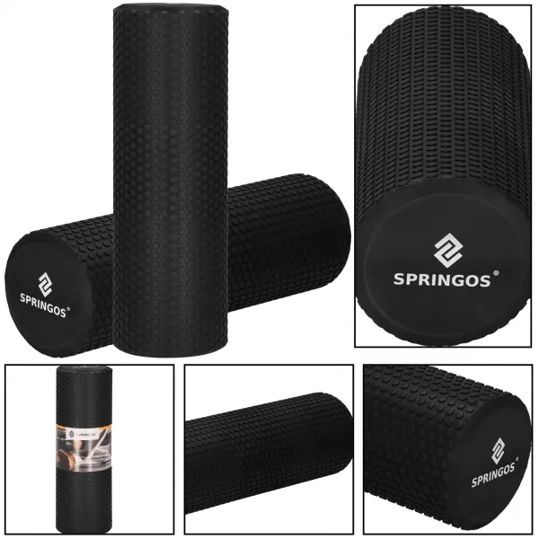 Springos FR0024 masāžas un muskuļu atjaunošanas rullis 45x15 cm, melns