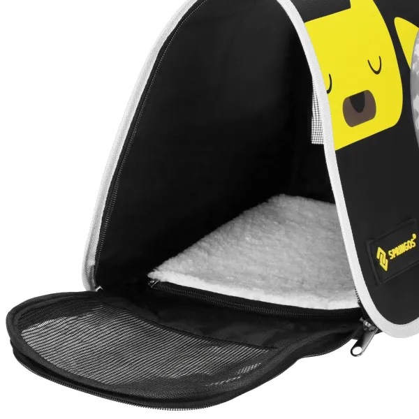 Kassi, küüliku ja koera transpordikott Springos PA0234 kuni 10 kg, 24 x 40 x 24 cm, must-kollane-hall