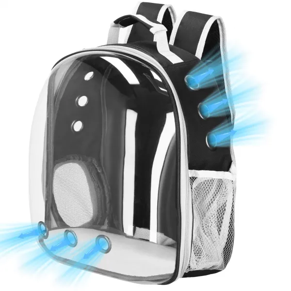 Cat, rabbit, dog carrier backpack Springos PA0243 up to 12 kg, 40 x 32 x 22 cm, grey