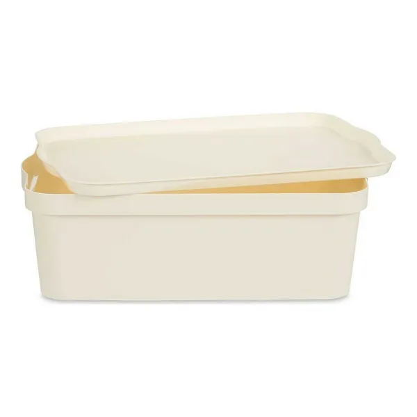 Storage Box with Lid Kipit Cream Plastic 14 L