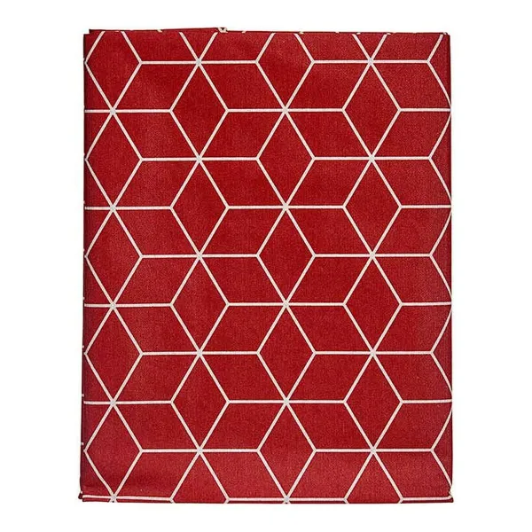 Tablecloth Kinvara White Maroon Thin canvas