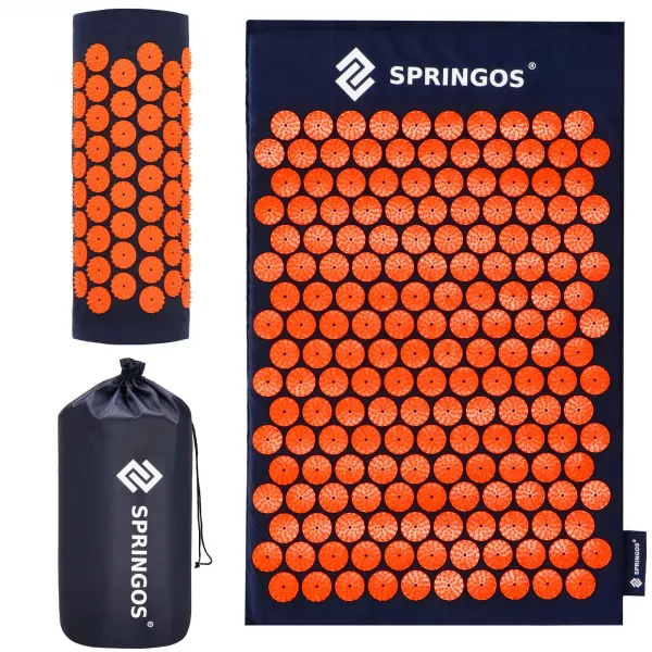 Коврик для акупрессуры с шипами Springos FA0155 65x41 см с подушкой, расслабляющий массажер