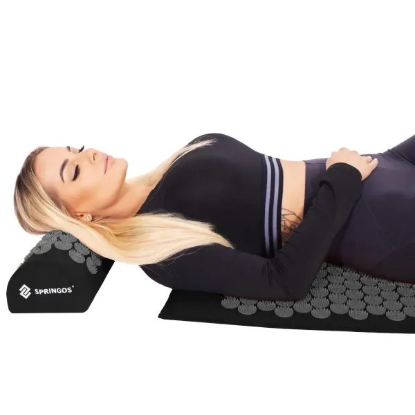 Acupressure Spike Mat Springos FA0156, komplekt koos padja ja kattega, massaažiks, lihasvalu jaoks