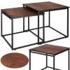 Kevät Springos HF0024 sohvapöydät, 2 kpl setti, neliönmuotoinen sohvapöytä olohuoneeseen, musta ja ruskea