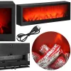 Dekoratīvs kamīns- lampa Springos CL0863, USB LED 60x10x19,5 cm, melna