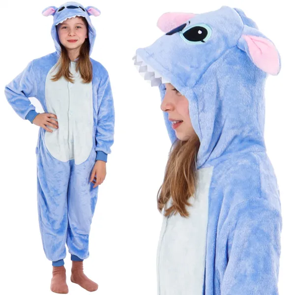 Children’s Kigurumi Pajamas Stitch, One-Piece Jumpsuit Springos HA5065, Size 120-130 cm