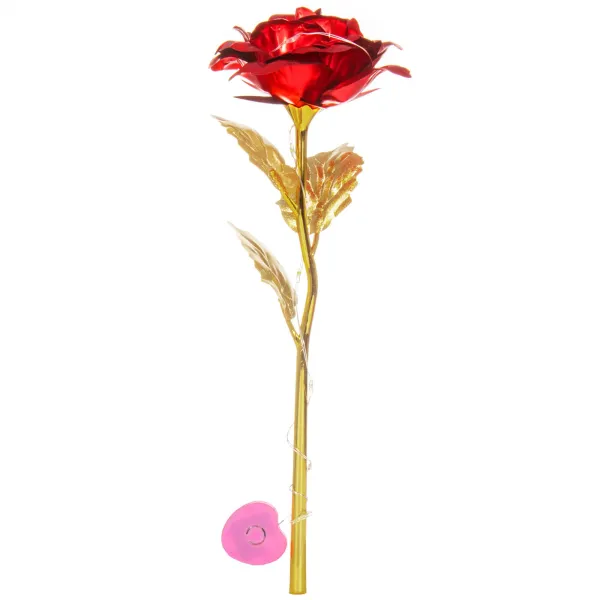 Mūžīgā roze Springos HA5158, 25 cm, LED gaismas dekors, sarkans zieds