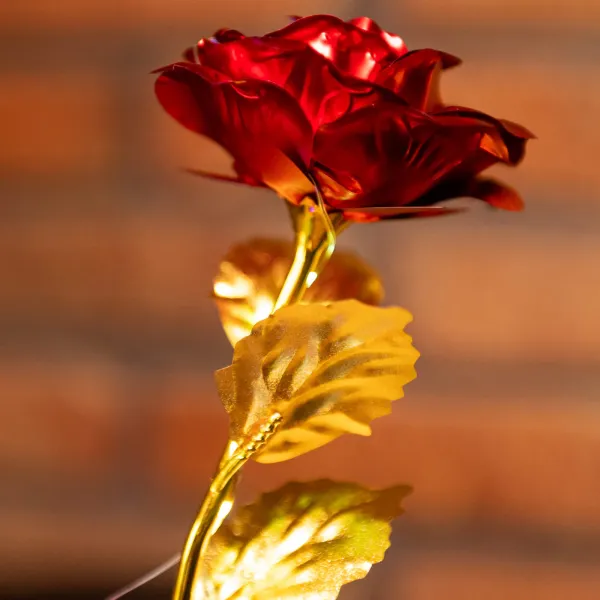 Mūžīgā roze Springos HA5158, 25 cm, LED gaismas dekors, sarkans zieds